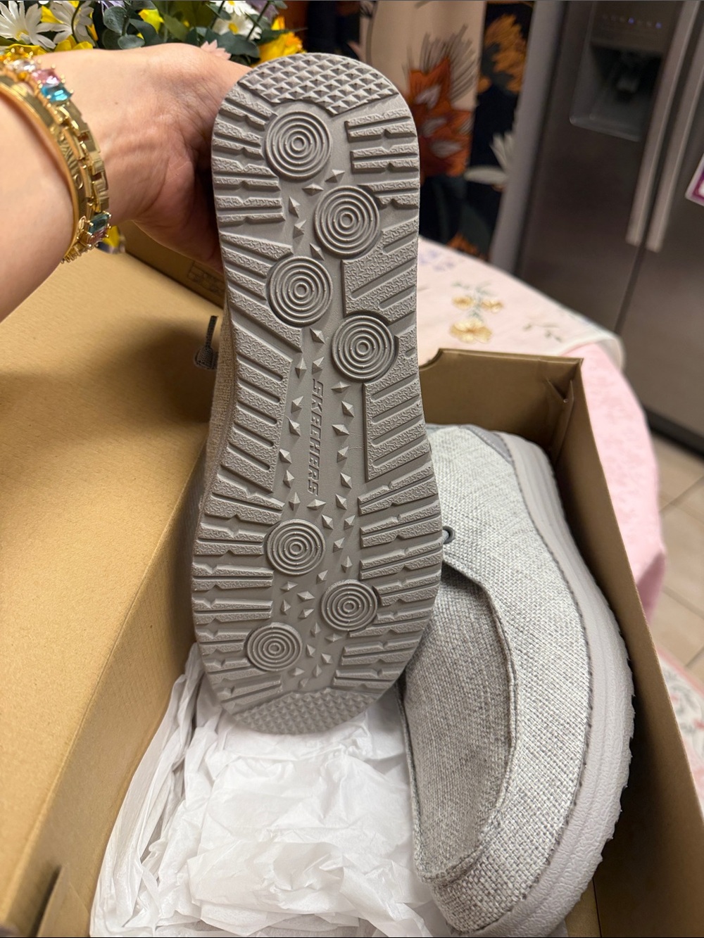 Skechers Gray Slip-On Knit Casual Sneakers - Picture 2 of 9